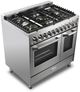 Verona® Ultima 36" Stainless Steel Double Oven Freestanding Gas Range with 5 Brass Burners-4