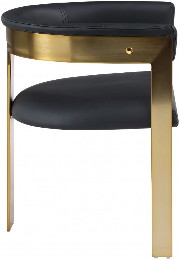 Meridian Furniture Romeo Black/Brushed Gold Vegan Leather Dining Chair-1