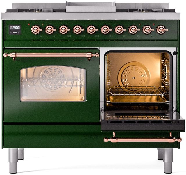 Ilve® Nostalgie II Series 40" Emerald Green Pro Style Dual Fuel Range-3