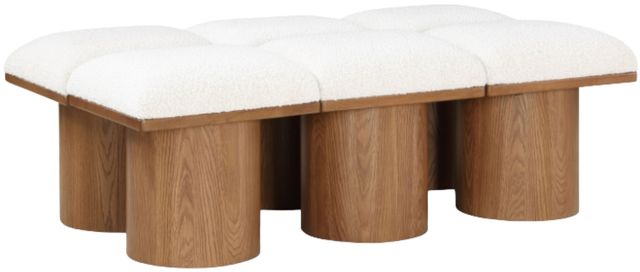 Meridian Furniture Pavilion 6-Piece Cream/Walnut 54" Modular Bench Set-0