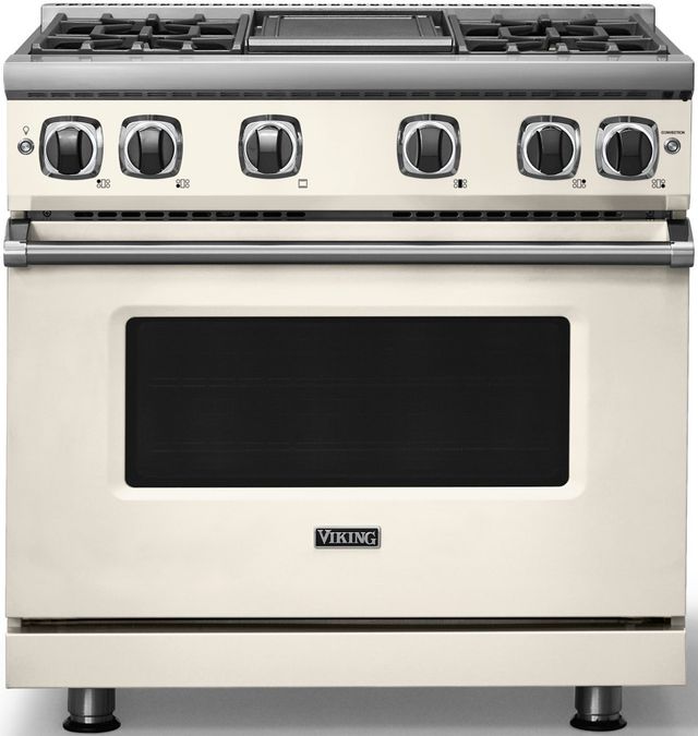 Viking® 7 Series 36" Pure White Pro Style Liquid Propane Gas Range with Griddle-2
