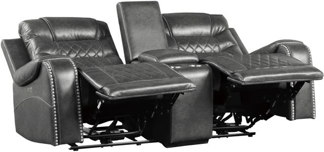Homelegance® Putnam Gray Power Double Reclining Console Loveseat-3