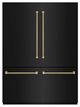 ZLINE Autograph Edition 60" 32.2 Cu. Ft. Black Stainless Steel French Door Built-In Bottom Freezer Refrigerator with Water Dispenser and Ice Maker in Graphite Gray Interior and Champagne Bronze Helix Handles-0