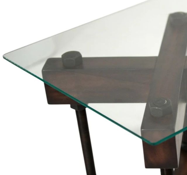 Michael Amini® Killington Glass Top End Table with Black/Brown Base-1