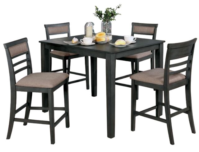 Furniture of America® Fafnir 5-Piece Beige/Weathered Gray Counter Dining Set-1