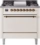 Ilve® Nostalgie II Series 36" Antique White Pro Style Dual Fuel Range-0
