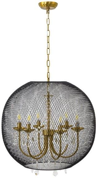 YHD Baron Antique Brass/Matte Black 6-Light Chandelier-0