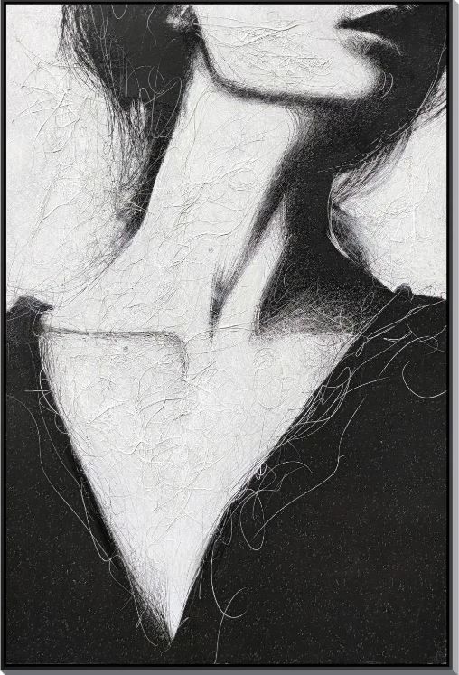 Classy Art 2-Piece Black/White Hand Painted Textured Wall Art Set-1