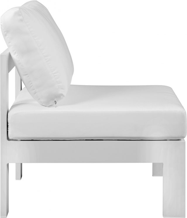 Meridian Furniture Nizuc White Waterproof Fabric Outdoor Patio Aluminum Armless Chair-2