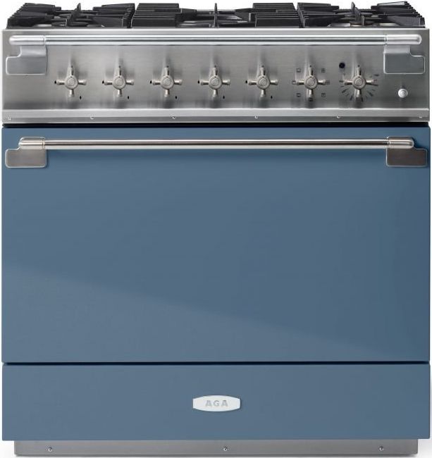 AGA™ Elise 36" Stainless Steel Pro Style Dual Fuel Range with Stone Blue Door-0
