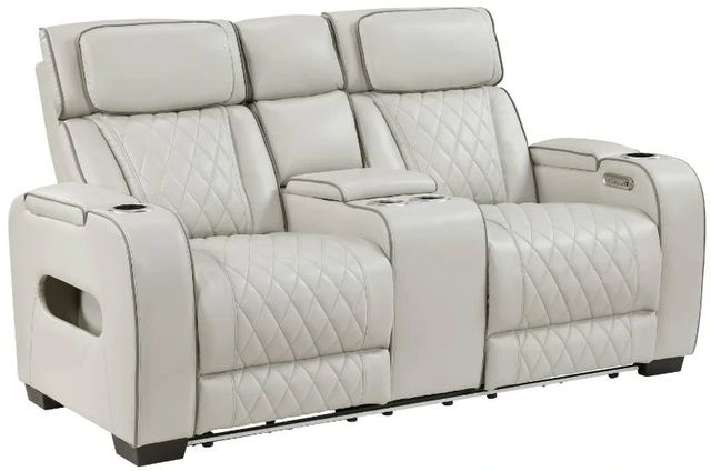 Homelegance® Fairway Taupe Double Power Reclining Loveseat with Center Console-0