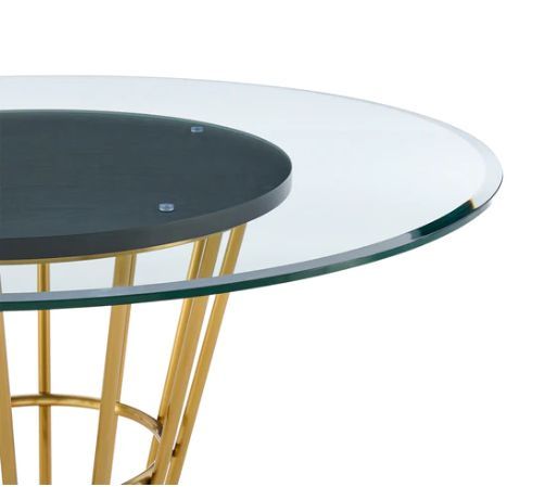 Armen Living Veronica Glass Top Round Dining Table with Gold Base-2