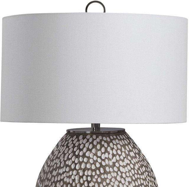 Uttermost® Cyprien Rustic Gray/Crackled Gloss White Table Lamp-4