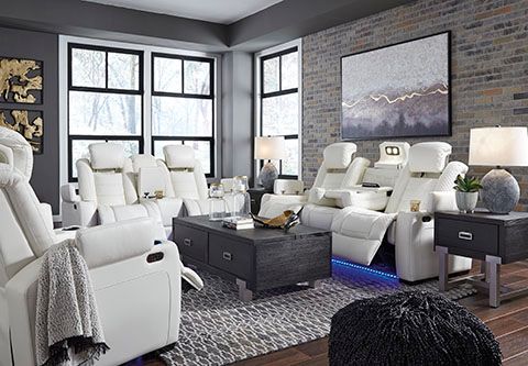 Signature Design by Ashley® Party Time White Power Reclining Sofa-4