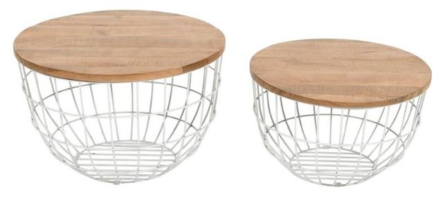 Jofran Inc. Global Archive Rondo 2-Piece Brown Nesting Coffee Table Set with White Base-2