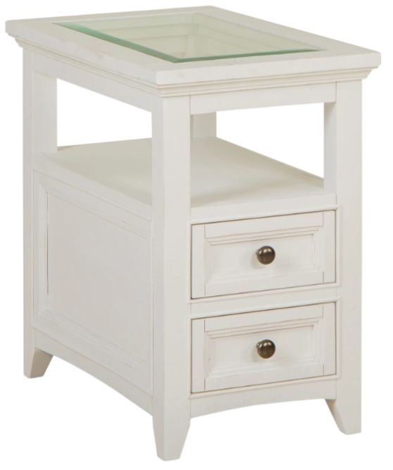 Magnussen Home® Heron Cove Glass Insert Chalk White Chairside End Table-0