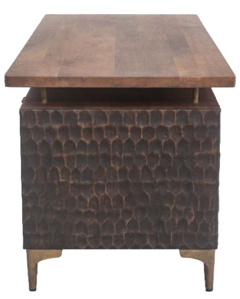 Home Trends & Design Santa Cruz Antique Bronze/Brown Office Desk-2