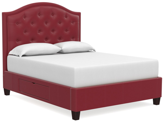 Bassett® Furniture Custom Upholstered Beds Vienna Leather Arched Storage Bed-0