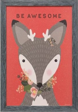 Stylecraft Awesome Deer Black/Gray/Red Wall Art-0