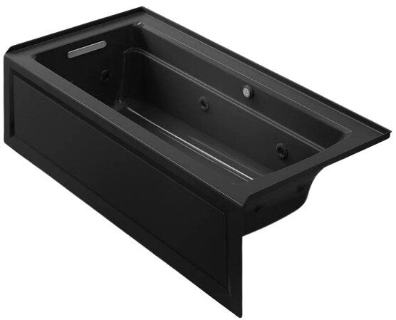 KOHLER® Archer® Black 66" x 32" Alcove Whirlpool Bath with Bask® Heated Surface - Left Drain-0
