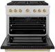 ZLINE Autograph Edition Paramount 36" 5.2 Cu. Ft. Satin Stainless Steel Gas Range with 6 Burner DuoPro™ Cooktop and Convection Gas Oven with Black Matte Door and Champagne Bronze Accents-3