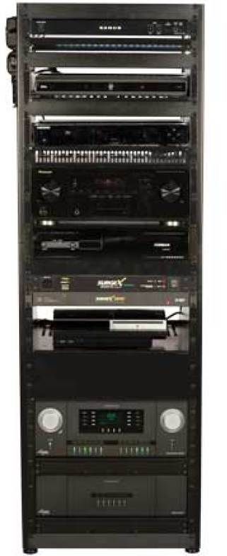 Sanus® Component Series Black 15U Stackable Skeleton Rack-2