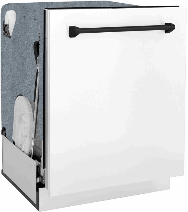 ZLINE Autograph Edition 24" White Matte Built In Dishwasher with Matte Black Handle-3