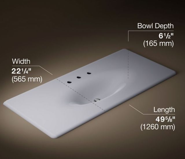 Kohler Iron/Impressions® Lavender Grey 49" Widespread Enameled Cast Iron Vanity Top with Integrated Oval Sink-2