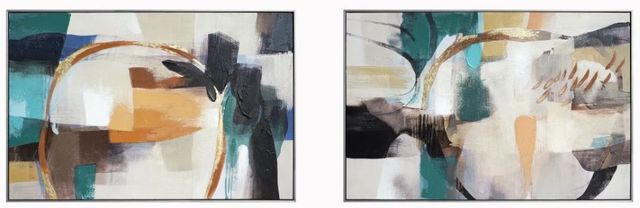 Classy Art 2-Piece Style 19 Hand Painted Textured Canvas in Frame Wall Art Set-0