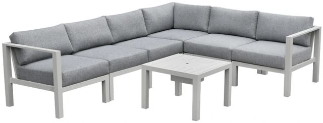 Intercon Nash 7-Piece Buff Aluminum/Fabric Outdoor Sectional Set-0