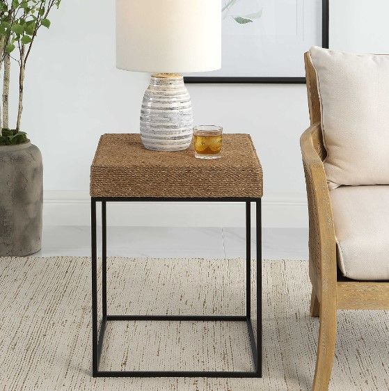 Uttermost® Laramie Natural Accent Table with Matte Black Base-1