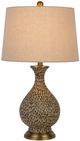 Cal® Lighting & Accessories Gourd Style 2-Piece Antique Brass/Terra Cotta Table Lamp Set-1