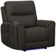 New Classic® Home Furnishings Gaia Sable Power Auto Glider Recliner with Power Headrest and Footrest-0