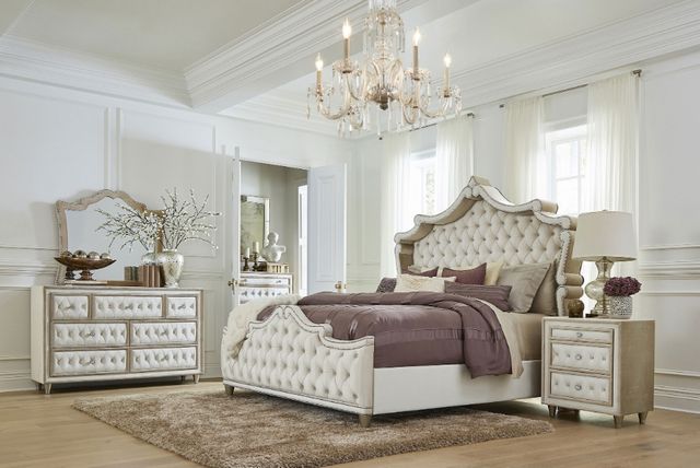 Coaster® Antonella 5-Piece Camel/Ivory King Panel Bedroom Set-1