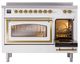 Ilve® Nostalgie II Noblesse 48'' White Pro Style Induction Range with Brass Trim-4