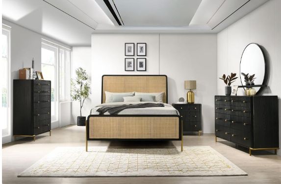 Coaster® Arini 5-Piece Black/Natural Eastern King Bedroom Set -0