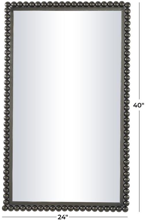 Deco Marche CosmoLiving by Cosmopolitan Black Rectangular Beaded Wall Mirror-3