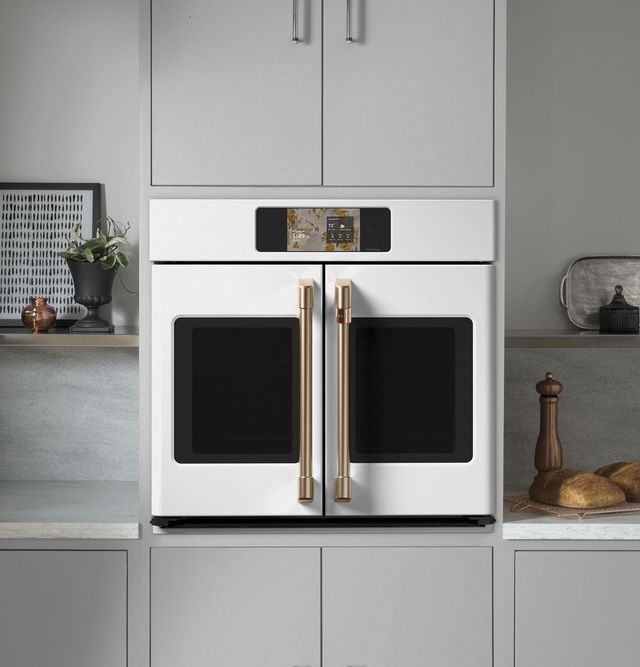 Café™ Professional Series 30” Matte White Smart Single Electric Wall Oven with French Doors-3