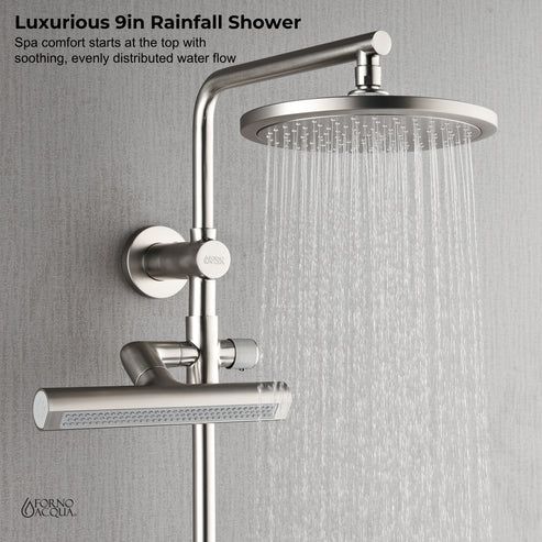 Forno Acqua AcquaFALL Brushed Nickel 24" Retrofit Shower System 1.8 GPM-4