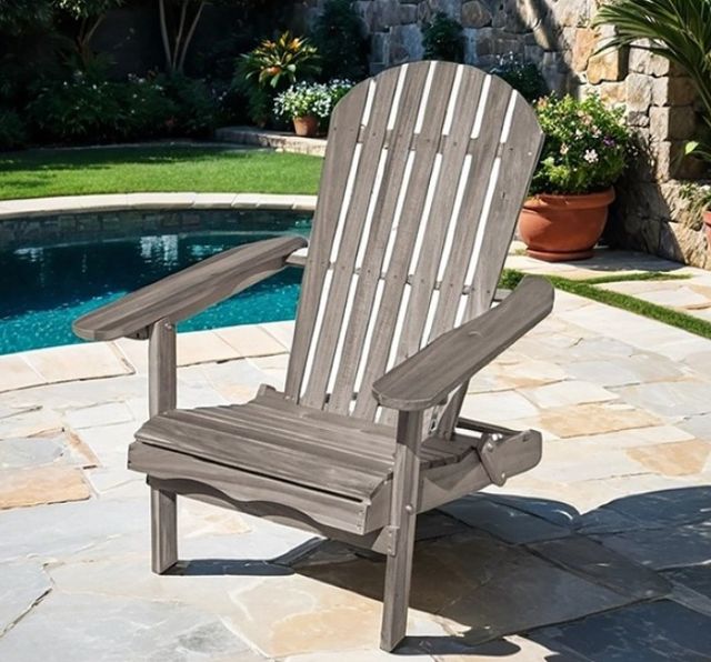 Furniture of America® Elk Gray Wooden Outdoor Adirondack Chair-1