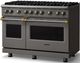 Viking® 5 Series 48" Damascus Gray Pro Style Gas (LP) Range with Brushed Brass Trim-2