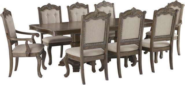 Signature Design by Ashley® Charmond Brown Upholstered Dining Arm Chair-1