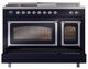 Ilve® Nostalgie II Noblesse 48'' Midnight Blue Pro Style Dual Fuel Range with Chrome Trim-3