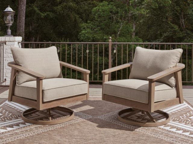 Signature Design by Ashley® Harmony Headlands Beach Beige/Natural Aluminum/Fabric Outdoor Swivel Lounge-1