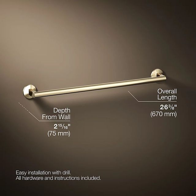 KOHLER® Components® Vibrant French Gold 24" Towel Bar-2