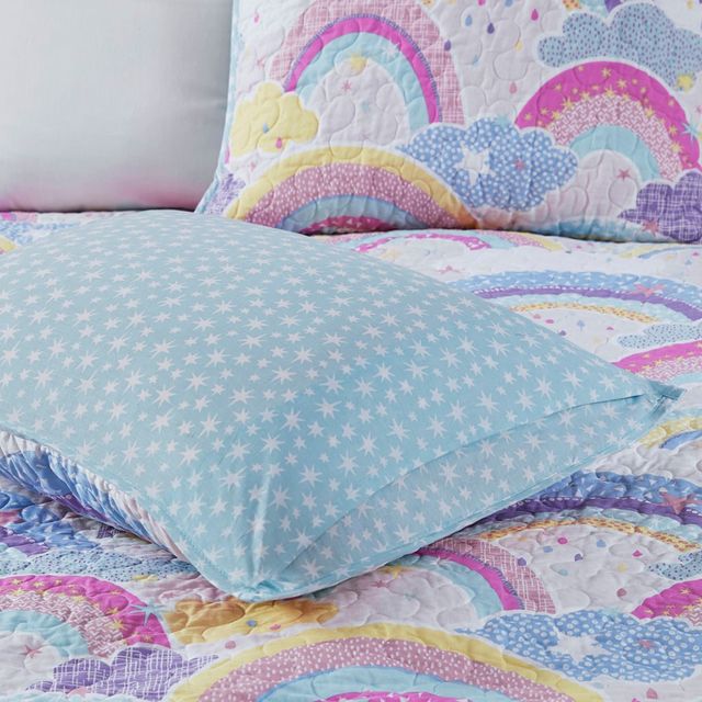 Olliix by Urban Habitat Kids Emily Printed Rainbow Cotton Reversible Multi Full/Queen Coverlet Set-4