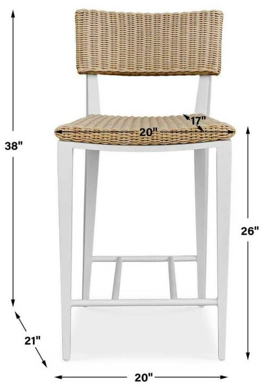 Uttermost® Calbas Honey/White Aluminum/Wicker Outdoor Counter Stool-2
