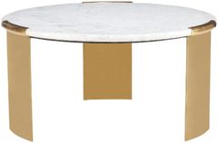 Lillian August Chloe White Large Cocktail Table with Brass Base