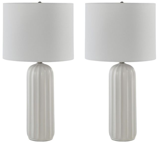 American Wholesale Furniture Clarkland 2-Piece White Glaze Table Lamp Set-0