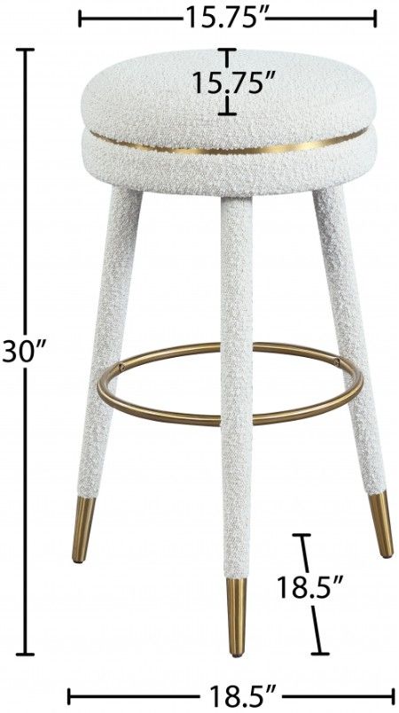 Meridian Furniture Coral Cream Upholstered Bar Stool-2